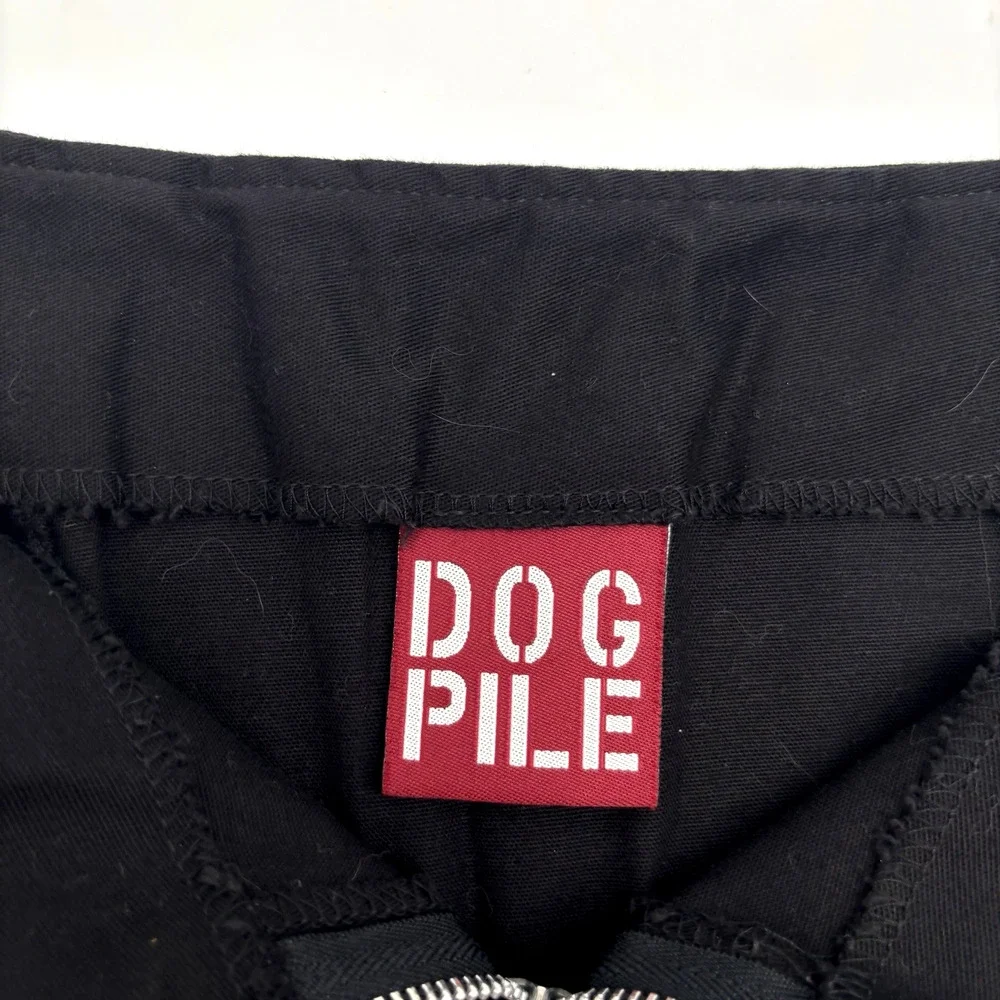 Vintage 90s Y2K DOGPILE Black Low Rise Zip Up D-ring Micro Skirt XS 26x11